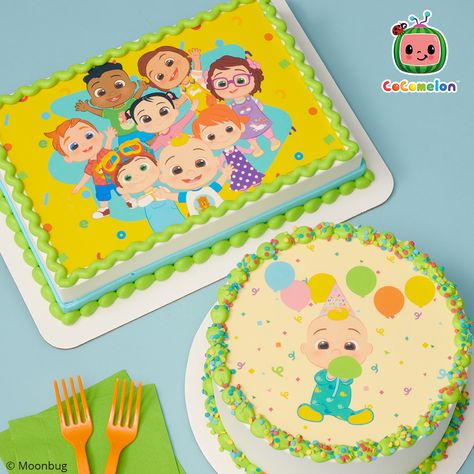 Bring your CoComelon™ friends to the center of the party with a CoComelon™ cake! What could be sweeter than sharing your birthday with JJ and friends? #CoComelon #CoComelonBirthday Cocomelon Sheet Cake Ideas, Jj Cocomelon Birthday Party, Number 2 Cocomelon Cake, Cocomelon Sheet Cake, Cocomelon Number 2 Cake Design, Cocomelon Cake Square, Coconelon Boy Cake, Cocomelon Cake, Pirate Ship Cakes