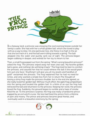 Test your child's reading comprehension with the story of "The Frog Prince"! Starfish Activities, Folk Tales Activities, Fairy Tales Lesson Plans, Fairytale Lessons, Reading Comprehension Practice, The Frog Prince, Stem Ideas, English Short Stories, Famous Fairies