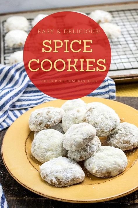 Christmas Spice Cookies Recipes, Spice Cookies Recipe Holidays, Holiday Spice Cookies, All Spice Cookies, Christmas Spice Cookies, Spice Desserts, Powdered Sugar Cookies, Ginger Spice Cookies, Spice Cookie Recipes