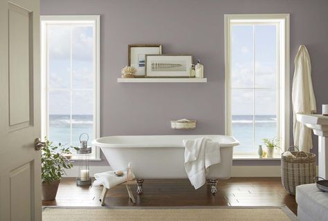 Graylac Paint Color, Behr Color Of The Year, Bathroom Paint Colors Behr, Home Bathroom Ideas, Classy Rugs, Lavender Paint, Home Interior Ideas, Behr Colors, Behr Paint Colors