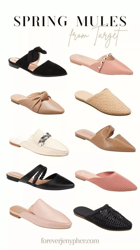 Spring mules from Target! Mules, slides, spring shoes, black mules, tan mules, white mules #LTKSeasonal#LTKstyletip#LTKshoecrush Mules Outfit Spring, Tan Mules Outfit, Target Mules, Mule Shoes Outfit, Mules Outfit, Tan Mules, White Mules, Spring Flats, Target Shoes