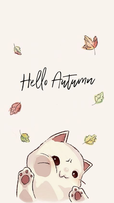 Autumn cat wallpaper Fall Kitty Wallpaper, November Cat Wallpaper, Girly Autumn Wallpaper, Thanksgiving Anime Wallpaper, Cat Autumn Wallpaper, Cute Autumn Wallpaper Backgrounds, Thanksgiving Cat Wallpaper, Fall Cats Wallpaper, Cute Fall Wallpaper Ipad