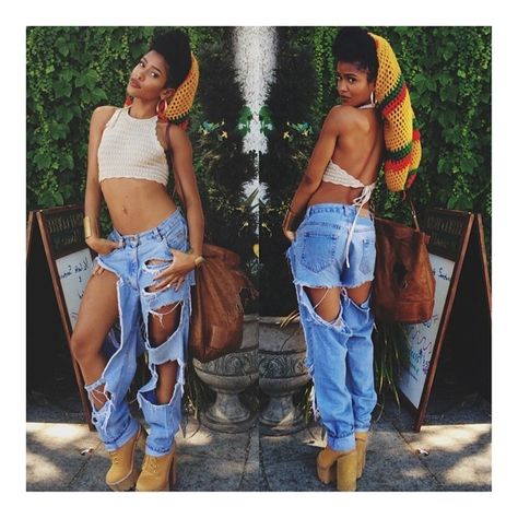 Black Hippy, Afro Punk Fashion, Afro Style, Afro Punk, Mode Inspo, Hippie Style, Punk Fashion, Ripped Jeans, Look Fashion