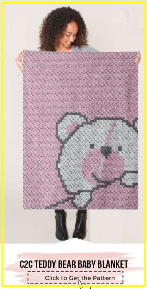 C2c Crochet Baby Blanket Pattern, Crochet Baby Blanket Tutorial, Bear Baby Blanket, Teddy Bear Baby Blanket, Corner To Corner Crochet Pattern, Baby Blanket Crochet Pattern Easy, Crochet C2c Pattern, C2c Crochet Pattern Free, Free Baby Blanket Patterns