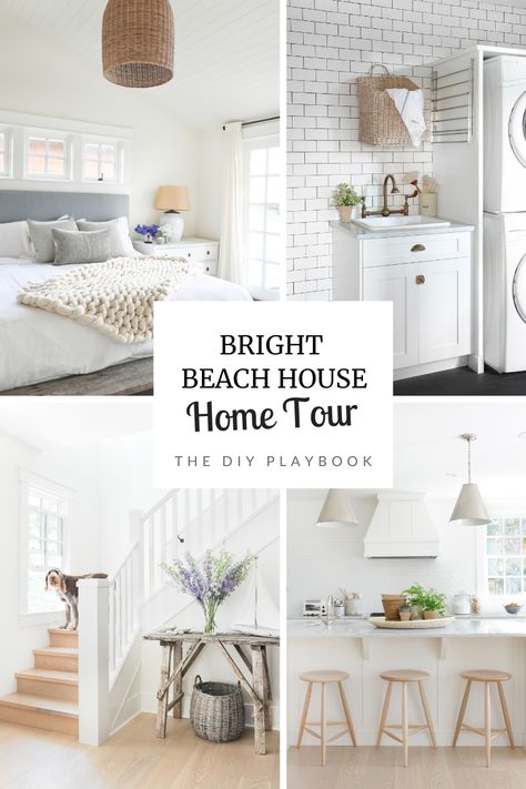 Tracey's bright beach house Beach Vibe House Decor, Trendy Beach House Decor, Modern Beach House Entryway, Hygge Beach House, Airy Beach House, Minimalist Beach House Interior Design, Beach House Great Room, Southern Beach House Decor, Modern Farmhouse Beach House