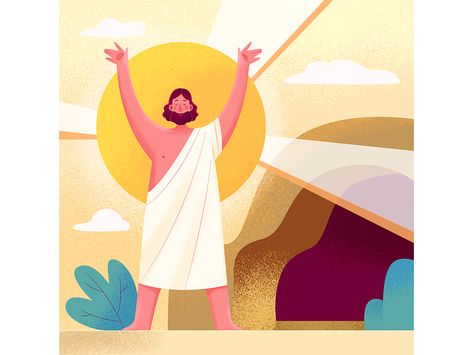 Jesus’s Resurrection by Felic Illustration for Felic Art on Dribbble Jesus Resurrection Art, Resurrection Background, Jesus Illustration Art, Resurrection Of Jesus Christ Art, Resurrection Illustration, Jesus Illustration, The Resurrection Of Jesus, Resurrection Of Jesus, Jesus Resurrection