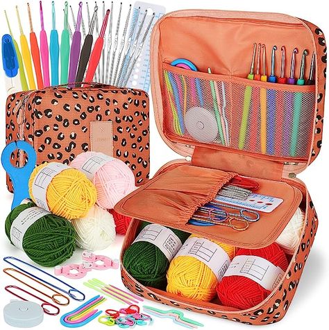 Amazon.com: Coopay Crochet Kit Beginners Crochet Hook Set with Crochet Yarn,58PCS Portable Crochet Set Ergonomic Crochet Hooks Travel Knitting Crochet Supplies Travel Knitting, Ergonomic Crochet Hook, Diy Crafts Crochet, Crochet Hook Case, Needle Gauge, Beginners Crochet, Crochet Supplies, Crochet Hook Set, Sewing Needles