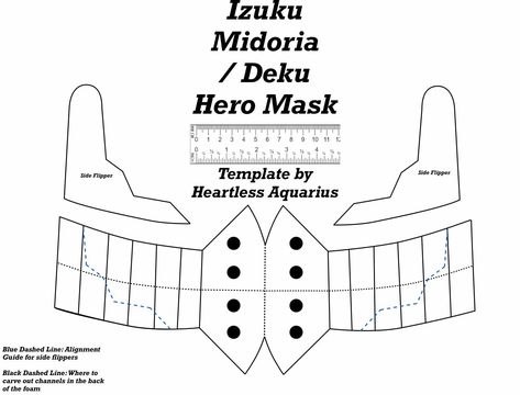 Deku Mask Pattern, Cosplay Templates, Deku Mask, Deku Cosplay, Armadura Cosplay, Mha Cosplay, Instruções Origami, Mask Template, Cosplay Armor