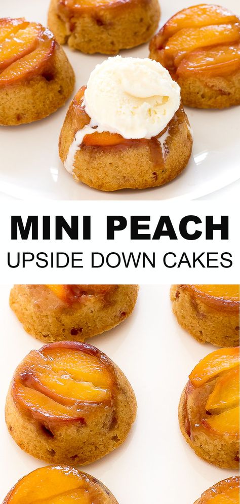 Upside Down Cakes, Peach Upside Down Cake, Apple Blueberry, Chocolate Peanut Butter Desserts, Peach Desserts, Peach Cake, Individual Desserts, Peanut Butter Desserts, Gateaux Cake