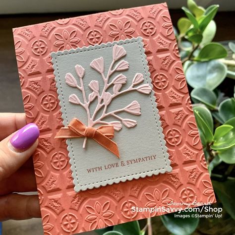 HANDMADE IN MINUTES Sympathy Card - ❤ Stampin' Savvy Brown Cardstock Cards, Sympathy Card Stampin Up Simple, Stampin Up Cards Sympathy Project Ideas, Stampin Up Fern 3d Embossing Folder Cards, Sympathy Card Tutorials, Handmade Sympathy Cards Cardmaking, Forever Fern Sympathy Cards, Simple Sympathy Cards Handmade, Sympathy Cards Handmade For Men