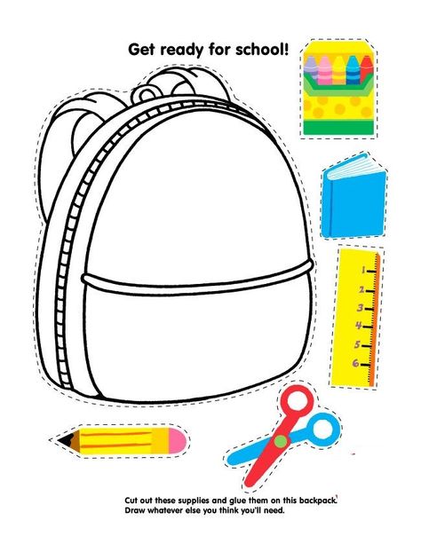 Classroom Objects, School Objects, Backpack Craft, Back To School Worksheets, Back To School Theme, College School Supplies, Preschool Coloring Pages, Back To School Crafts, School Printables