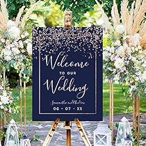 Royal Blue And Rose Gold Wedding Theme, Custom Wedding Decorations, Navy Wedding Decorations, Blue Welcome Sign, Gold Wedding Decorations Receptions, Welcome Sign For Wedding, Navy Blue Wedding Theme, Vintage Rose Wedding, Gold Wedding Reception