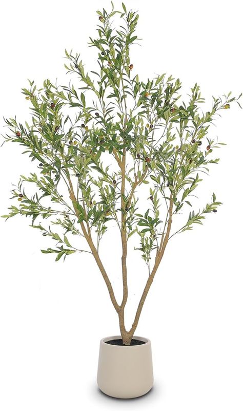 Amazon.com: VIVATREES Olive Trees Artificial Indoor, 7FT Tall Faux Olive Tree with White Tall Planter, Artificial Plants with Natural Wood Trunk and Lifelike Fruits for Home Office Decor : Home & Kitchen Scandinavian Plants, Indoor Floor Plants, Scandinavian Plant, Scandinavian Tree, New Home Interior Design, Olive Plant, Tree Planters, Indoor Tree, Faux Olive Tree