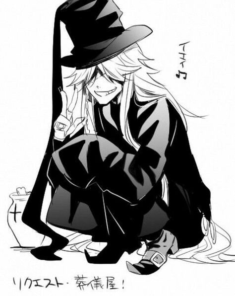 Undertaker, peace sign, cute, text; Black Butler Adrian Aesthetic, Black Butler Undertaker, Book Of Circus, Black Butler Manga, Black Butler Characters, Anime Fairy Tail, Black Butler 3, The Undertaker, Sebastian Michaelis