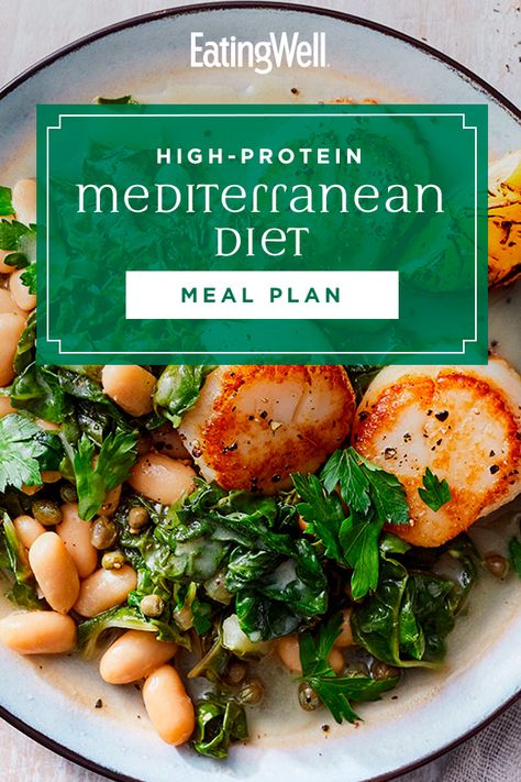 In this 7-day high-protein Mediterranean diet meal plan, we set it at 1,200 calories per day to help you lose a healthy 1 to 2 pounds per week, with modifications to bump it up to 1,500 or 2,000 calories, depending on your individual needs and health goals. #mediterraneanrecipes #mediterraneanfood #mediterraneandishes #mediterraneandiet #healthyrecipes