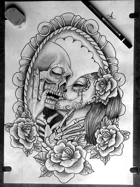 Half Skull Face, Skull Couple Tattoo, Couple Skull, Tattoo Ideas Unique, Catrina Tattoo, Tattoo Couple, Skull Sketch, Skull Coloring Pages, Kunst Tattoos