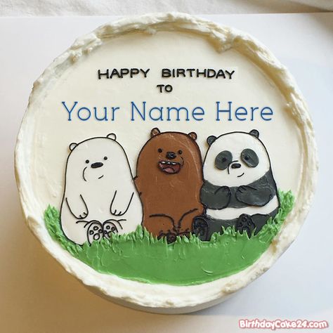 We Bare Bears Birthday Cake With Name For Kids We Bare Bears Birthday Cake, We Bare Bears Birthday, Birthday Ig, Cake Designs For Boy, Birthday Cake With Name, Name Edit, Cake With Name, Anime Cake, Heart Birthday