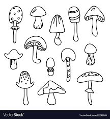 Mushroom isolated black cartoon outline set autumn Mushroom Coloring Pages, Mushroom Coloring, Emoji Coloring Pages, Garden Coloring Pages, Skull Coloring Pages, Mushroom Pictures, Mushroom Drawing, Spring Coloring Pages, Printable Adult Coloring Pages