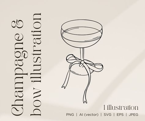 Champagne Illustration, Champagne Sketch, Hand Holding Champagne Glass Drawing, Bow Illustration, Champagne Art Illustration, Champagne Glasses Illustration, Champagne Glasses Clipart, Bow Drawing, Cocktail Illustration