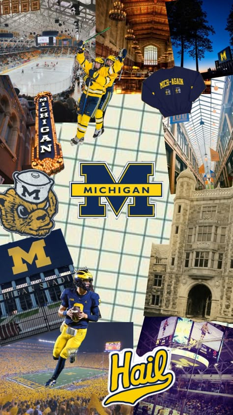 #umich #goblue Michigan University Wallpaper, Umich Aesthetic Wallpaper, Umich Aesthetic, Michigan Hockey, College Wallpaper, Football Rooms, Minimalist Poster Design, University Of Michigan Wolverines, Michigan Go Blue