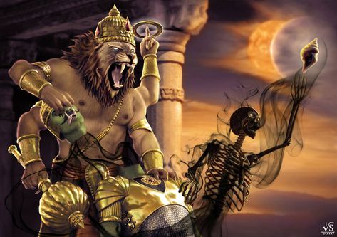 Narasimha by J-SPhiN on DeviantArt Narashima Swamy, Dasa Mahavidya, Naga Queen, Lord Narsimha, Lakshmi Narsimha, Vishnu Lord, Lord Pictures, Angry God, Vishnu Avataras