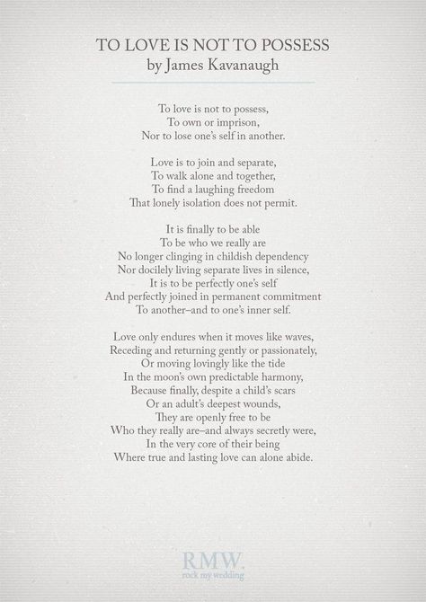 Wedding Quotes :   QUOTATION – Image :    As the quote says – Description  To Love is Not to Possess by James Kavanaugh | Wedding Readings | www.rockmywedding… Wedding Ceremony Readings, Wedding Readings, Wedding Poems, Love Is Not, Wedding Speech, No Rain, Wedding Quotes, Marriage Quotes, Wedding Vows