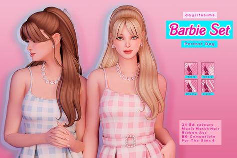 Sims 4 Money Piece Hair, Ts4 Barbie Cc, Sims 4 Barbie Cc, Barbie Sims, Daylife Sims, Cc Folder, Sims 4 Anime, Pelo Sims, Barbie Sets