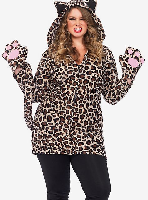 Cozy Leopard Print Costume Plus Size, LEOPARD Leopard Costume, Paw Gloves, Womens Costume, Plus Size Costume, Plus Size Halloween Costume, Plus Size Costumes, Dress Leopard, Leopard Jacket, Plus Size Halloween