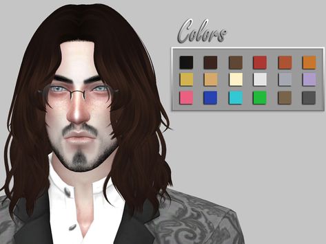 The Sims Resource: Anto`s Leo Hair Retextured Clayified by Veulir • Sims 4 Hairs Leo Hair, Brown Hair Male, Hair Ts4, Middle Length Hair, Vampire Hair, Long Curly Hair Men, Cc Makeup, Sims 4 Hair Male, Middle Hair