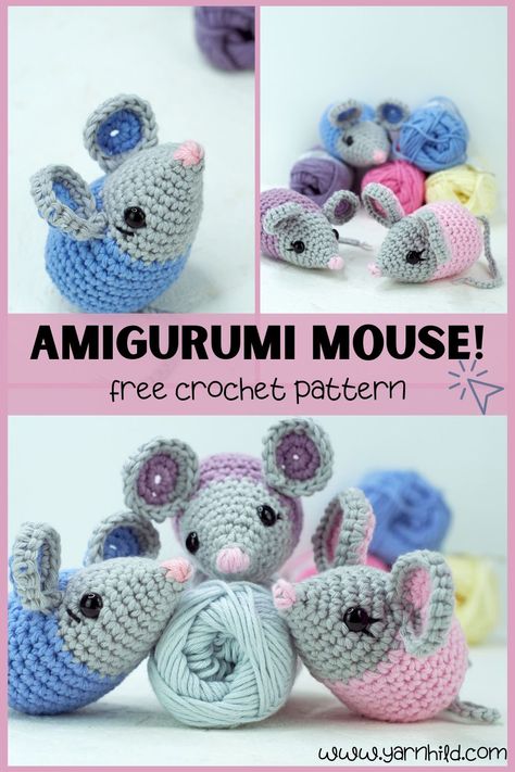 A free crochet pattern for a cute mouse Try this beginner friendly amigurumi pattern and these mice are so easy and quick to make! This is a free crochet pattern and also a video that will show you how to make the mouse. Share a picture of your amigurumi mouse with us! We love to see! #amigurumi #freecrochetpattern #beginnerfriendly #diymouse Crochet Mouse Pattern, Amigurumi Collection, Mouse Amigurumi, Easy Amigurumi Pattern, Crochet Cat Toys, Mouse Pattern, Crochet Toys Free, Crochet Decrease, Crochet Mouse