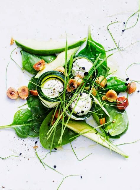 NATURE WHISPER: Salad Recipes: 3 Delicious Alternative Salads Zucchini Rolls, Food Rings, Plate Presentation, Lemon Ricotta, Rings Ideas, Culinary Arts, Food Presentation, Food Plating, Beautiful Food