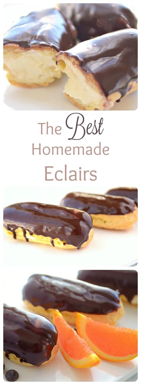 French Eclairs, Simple Deserts, Homemade Eclairs, Easy Eclairs, Chocolate Eclair Recipe, Macaron Dessert, Deserts Recipes, Chocolate Eclairs, Eclair Recipe