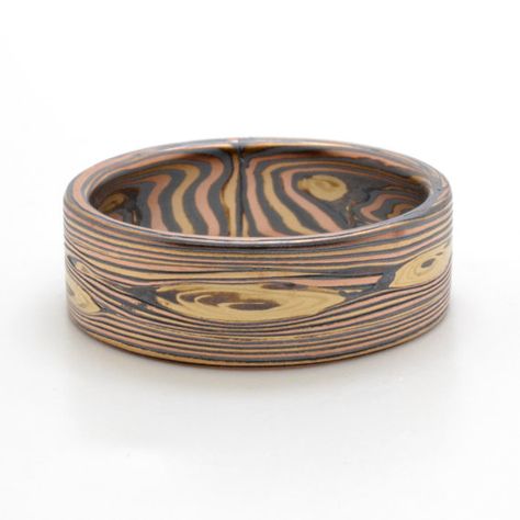 Rustic Wood Grain Ring Mokume Gane Ring Wedding, Mokume Gane Ring, Wedding Ring For Him, Mokume Gane, Large Ring, Small Rings, Size 10 Rings, Black Box, Mens Accessories Fashion