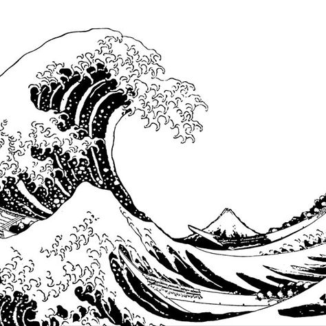 The Wave Of Kanagawa, Wave Kanagawa, The Great Wave Of Kanagawa, Wave Of Kanagawa, The Great Wave, Katsushika Hokusai, Black N White, The Wave, Great Wave