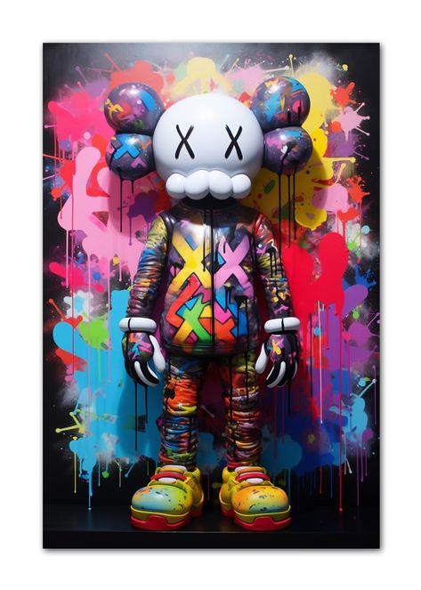 PRICES MAY VARY. 【Graffiti Kaws】 Graffiti style high definition prints of Kaws poster. Pop and creative design. 【All-match】The package includes only one piece print, measures exactly 15.8x23.6 inch (40x60cm). Fit in well anywhere. 【Home Decor】Funny graffiti cartoon hanging pictures for children and adults who are graffiti nuts. 【Ready To Hang】High quality canvas materials & solid wood frame with built-in metal hook, installation is simple and convenient. 【Satisfaction Guarantee】Paimuni prints ar Kaws Graffiti, Glamorous Bedroom Decor, Kaws Poster, Graffiti Cartoon, Banksy Paintings, Doddle Art, Arte Punk, Tshirt Printing Design, Banksy Canvas