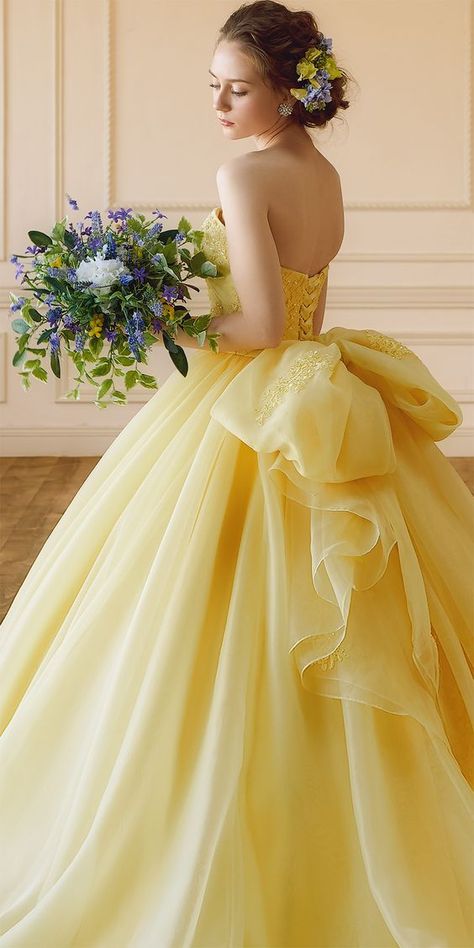 Belle dress Yellow Bridal Dress, Yellow Wedding Dress, Princess Wedding Gown, Yellow Gown, Prom 2020, Prom Dresses Yellow, Tulle Ball Gown, Gowns Prom, Ball Gowns Evening