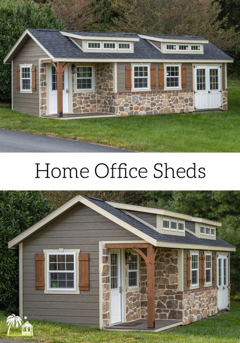 As working from home is becoming more and more popular, seperate your home life from your work life with a designated office space. A home office shed is a great way to start! Office In Shed, Office Addition To House, Shed Home Office Ideas, Office Sheds Backyard, Old Hickory Sheds, Outdoor Nook, Home Office Shed, She Shed Office, Backyard Office Shed