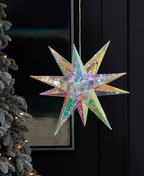 Prismatic Iridescent Christmas Explosion Star 16", LED Lights Multi Colored Christmas Lights Outdoor, Iridescent Christmas Decor, Multi Colored Christmas Lights, Christmas Led Lights, Iridescent Christmas, Christmas Projector, Rain Lights, Fiber Optic Christmas Tree, Diy Decorating Ideas