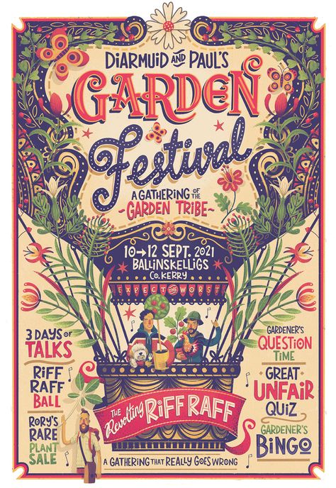 Garden Festival on Behance Steve Simpson, Art Festival Poster, Music Festival Poster, Garden Festival, Festival Poster, Gig Posters, Festival Posters, Illustration Graphic Design, Graphic Design Poster