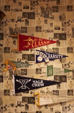 Collegiate Pendants Collegiate Aesthetic, Ivy League Aesthetic, College Theme, College Pennants, Newspaper Wall, Preppy Handbook, State Champs, Graduation Party Themes, Ra Ideas