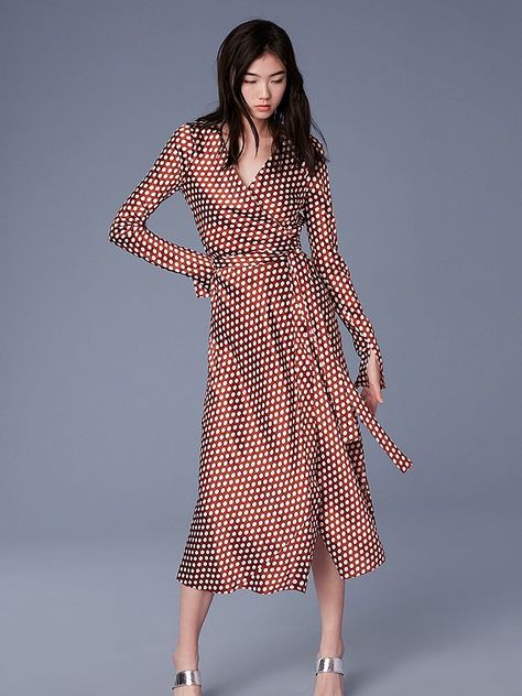 Your Favorite Diane von Furstenberg Wrap Dresses Are Up to 50 Percent Off - DVF Fale Wrap Dress Dvf, Wrap Dress Outfit, Diane Von Furstenberg Wrap Dress, Dvf Wrap Dress, Geo Print Dress, White Silk Dress, Satin Wrap Dress, Silk Wrap Dresses, Pant Suits