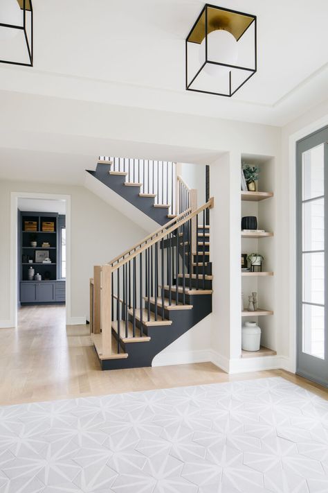 Modern Farmhouse — Margaret Rajic House Staircase, Wood Staircase, Stairway Design, Farmhouse Interior, Home Inspo, House Stairs, House Remodel, Staircase Design, Stairs Design