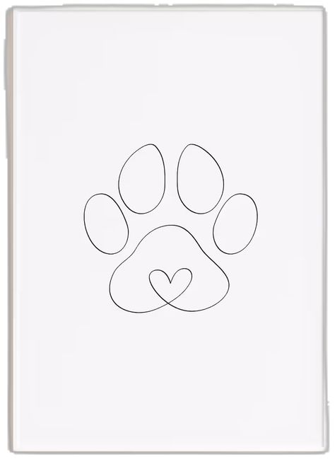 Minimalist Dog Paw Digital Print Paw Print Line Art Drawing - Etsy Canada Dog Paw Prints Drawing, Paw Print In Heart Tattoo, Embroidered Paw Prints, Dogs Paw Drawing, Animal Paws Drawing, Dog Paw Line Art, Paw Line Tattoo, Dainty Paw Print Tattoo, Puppy Print Tattoo