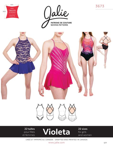 Jalie 3673 VIOLETA sewing pattern Swimsuit Patterns, Open Back Leotard, Baton Costumes, Mama Shark, Twirling Costumes, Costume Sewing, Baton Twirling, Leotard Dress, Costume Sewing Patterns