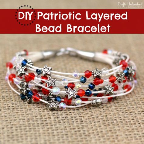 Bead Stitch, Patriotic Jewelry, Blue Beaded Bracelets, Bracelet Diy, Beaded Bracelets Diy, Holiday Jewelry, Brick Stitch, Diy Schmuck, Beads And Wire