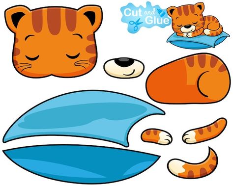 Vector illustration of cartoon cat sleep... | Premium Vector #Freepik #vector #cut-glue #kids-puzzle #worksheet #kids-worksheet Puzzle Worksheet, Social Media Icons Vector, Kids Worksheet, Cat Sleep, Animal Cutouts, Sleeping Animals, Cat Puzzle, Social Media Logos, Vector Cut