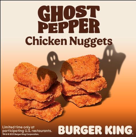 Burger King Fries, Spicy Chicken Nuggets, Ghost Pepper, Fast Food Items, Ghost Peppers, Pepper Chicken, Chicken Stuffed Peppers, White Meat, Meat Chickens