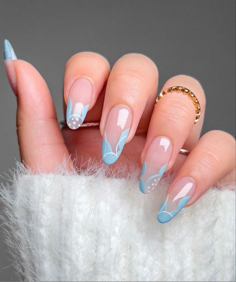 Retro Nails, Chrome Nails Designs, Asian Nails, Blue Acrylic Nails, Almond Acrylic Nails, Nail Swag, Pretty Acrylic Nails, Floral Nails, Chic Nails