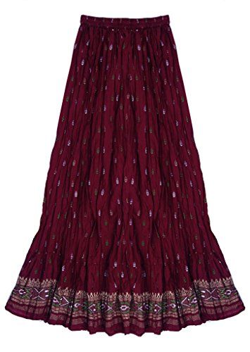 Women's Weekend Skirts - Ayurvastram Pure Cotton Crinkled Hand Block Printed Long Skirt >>> Details can be found by clicking on the image. Printed Long Skirt, Long Skirt Fashion, Full Length Skirts, Boho Skirts, Print Style, Cotton Skirt, Skirt Fashion, Long Skirt, Tie Dye Skirt