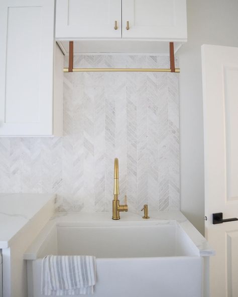 Our Favorite Customer Projects This Summer - The Tile Shop Blog Ceiling Mount Curtain Rods, Unique Tile Patterns, Laundry Cabinets, Curtain Rod Holders, Curtain Rod Brackets, White Mosaic, The Tile Shop, Hanging Bar, Rod Holder